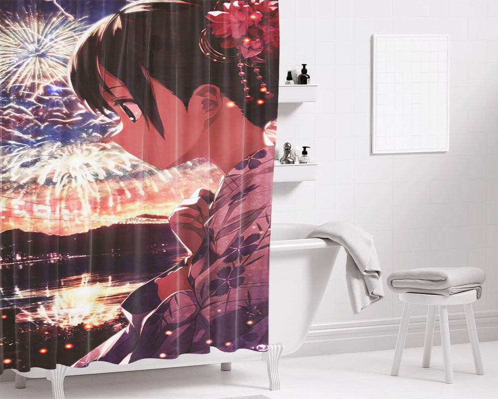 Uchiage Hanabi Bathroom Shower Curtain Fabric Waterproof | 66 X 72 Inch