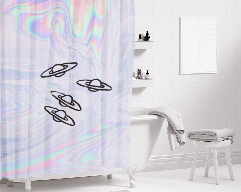 Ufo Bathroom Shower Curtain Fabric Waterproof | 66 X 72 Inch
