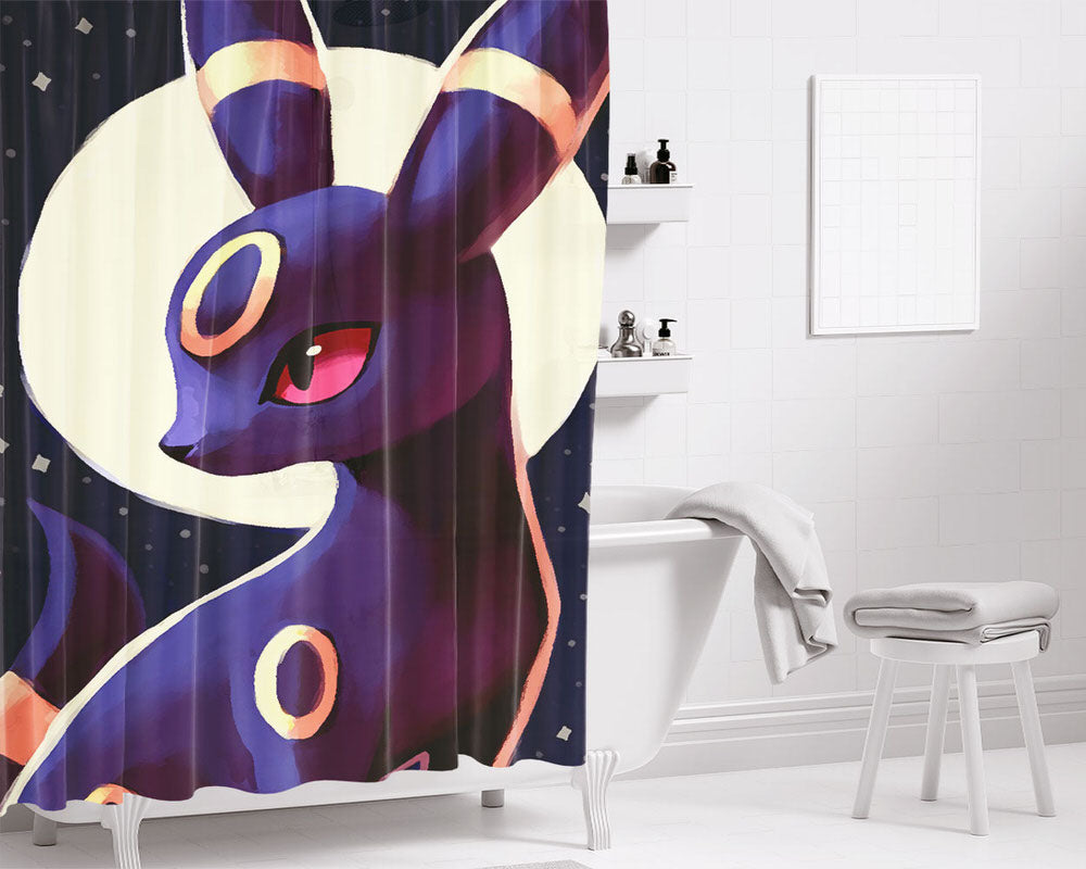 Umbreon Glaceon And Sylveon Bathroom Shower Curtain Fabric Waterproof | 66 X 72 Inch