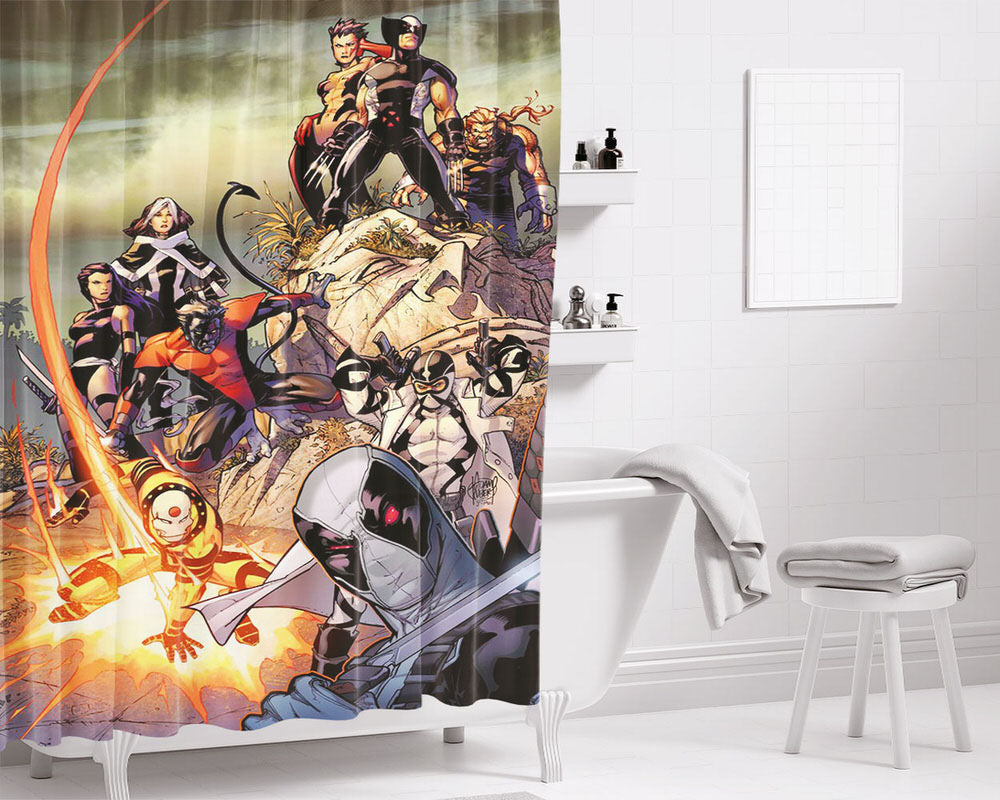 Uncanny X Force Artwork Bathroom Shower Curtain Fabric Waterproof | 66 X 72 Inch