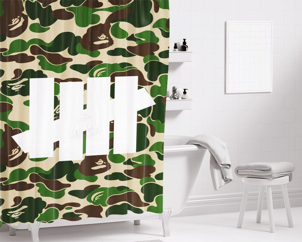 Undefeated Bape Shark Bathroom Shower Curtain Fabric Waterproof | 66 X 72 Inch