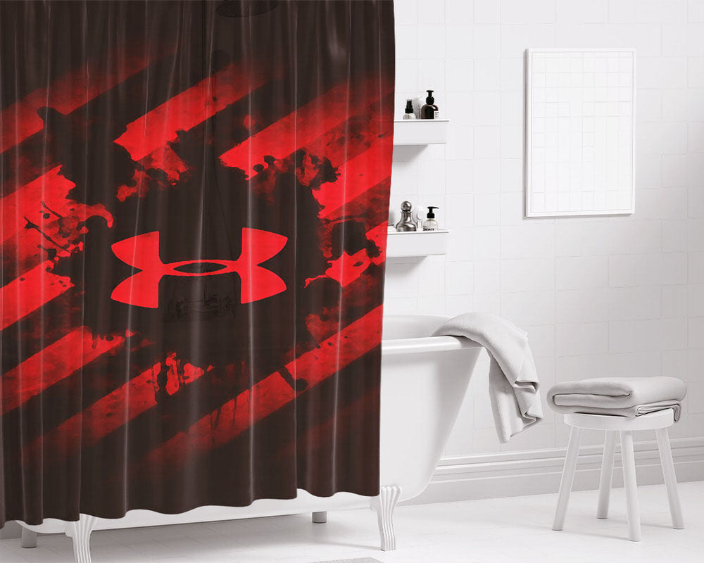 Under Armor Red Paint Bathroom Shower Curtain Fabric Waterproof | 66 X 72 Inch