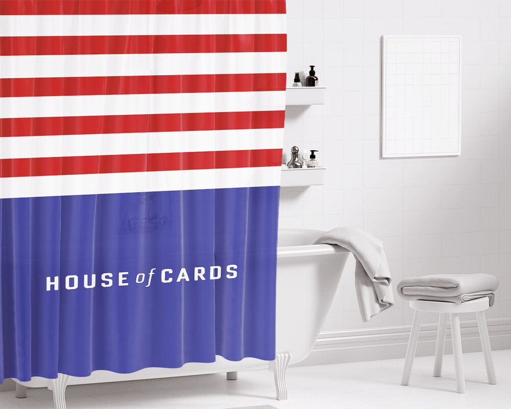 Usa House Of Cards Stripe Bathroom Shower Curtain Fabric Waterproof | 66 X 72 Inch