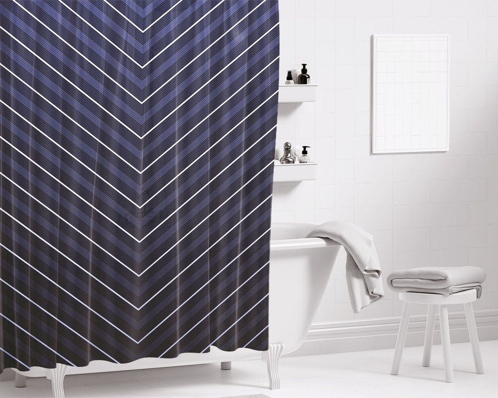 V Texture Bathroom Shower Curtain Fabric Waterproof | 66 X 72 Inch