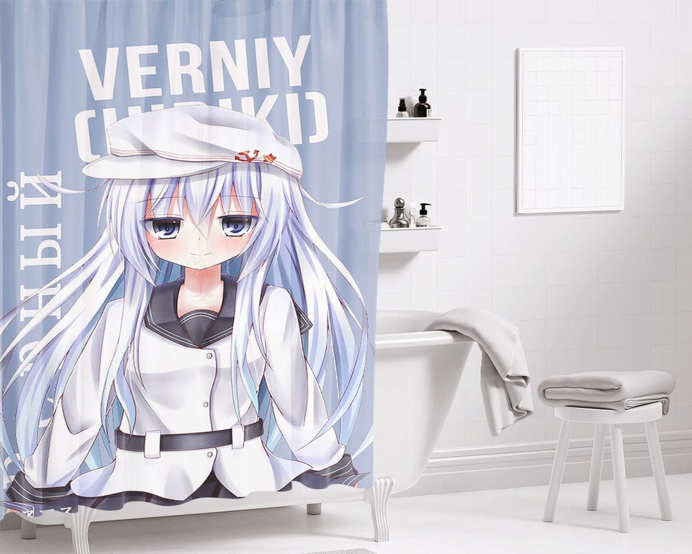 Verniy Hibiki Kai Ni Kantai Collection Kancolle Bathroom Shower Curtain Fabric Waterproof | 66 X 72 Inch