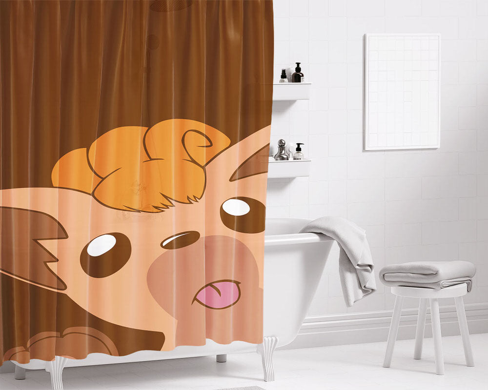 Vulpix Simple Cute Tounge Bathroom Shower Curtain Fabric Waterproof | 66 X 72 Inch