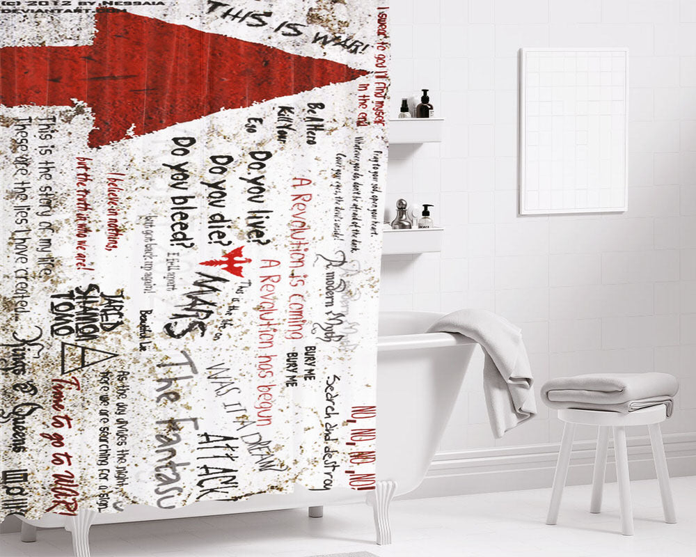Wallpaper 30S To Mars Bathroom Shower Curtain Fabric Waterproof | 66 X 72 Inch