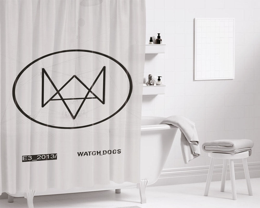 Wallpaper Watchdog Gray Logo Game Bathroom Shower Curtain Fabric Waterproof | 66 X 72 Inch