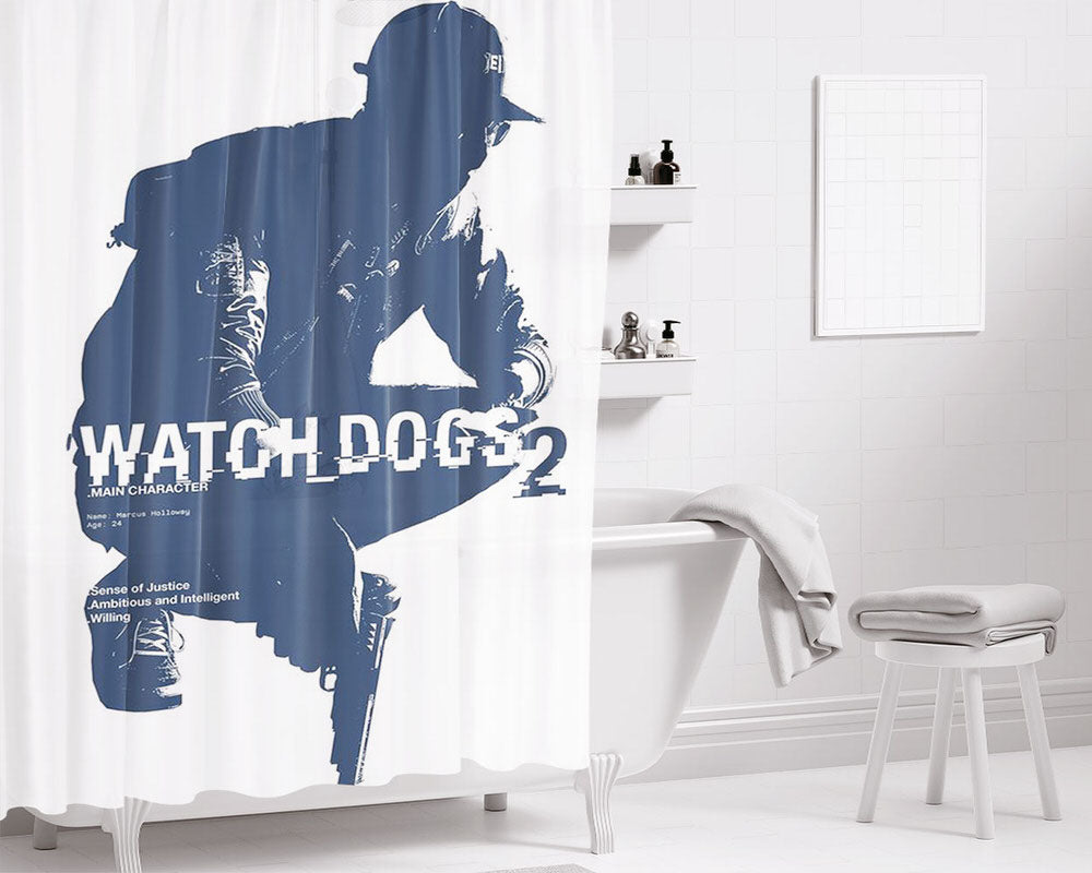 Watchdog Two Coding Comm Bathroom Shower Curtain Fabric Waterproof | 66 X 72 Inch