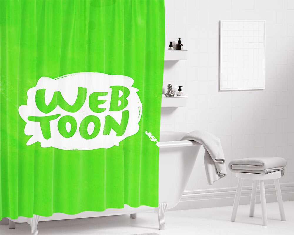 Web Toon Emblem Bathroom Shower Curtain Fabric Waterproof | 66 X 72 Inch