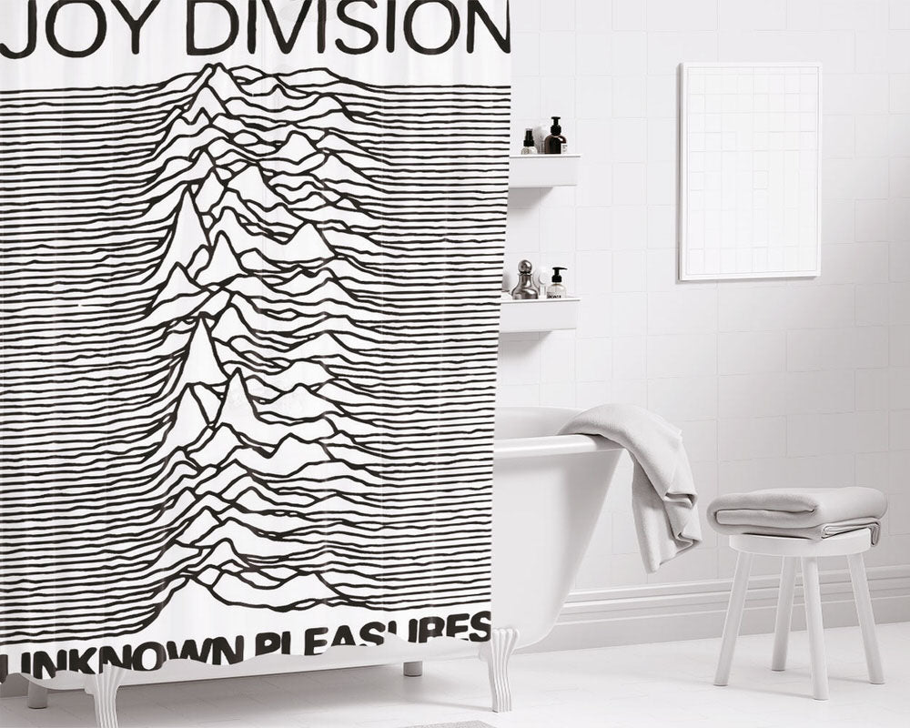 White Joy Division Logo Bathroom Shower Curtain Fabric Waterproof | 66 X 72 Inch