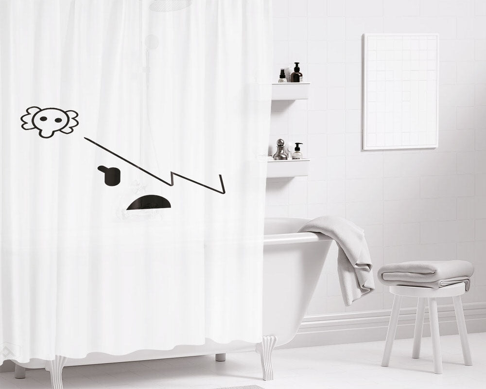 White Punk Face Bathroom Shower Curtain Fabric Waterproof | 66 X 72 Inch