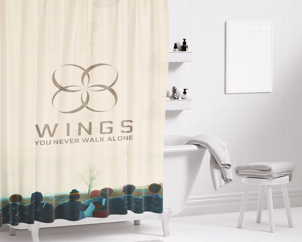 Wings You Never Walk Alone Bathroom Shower Curtain Fabric Waterproof | 66 X 72 Inch
