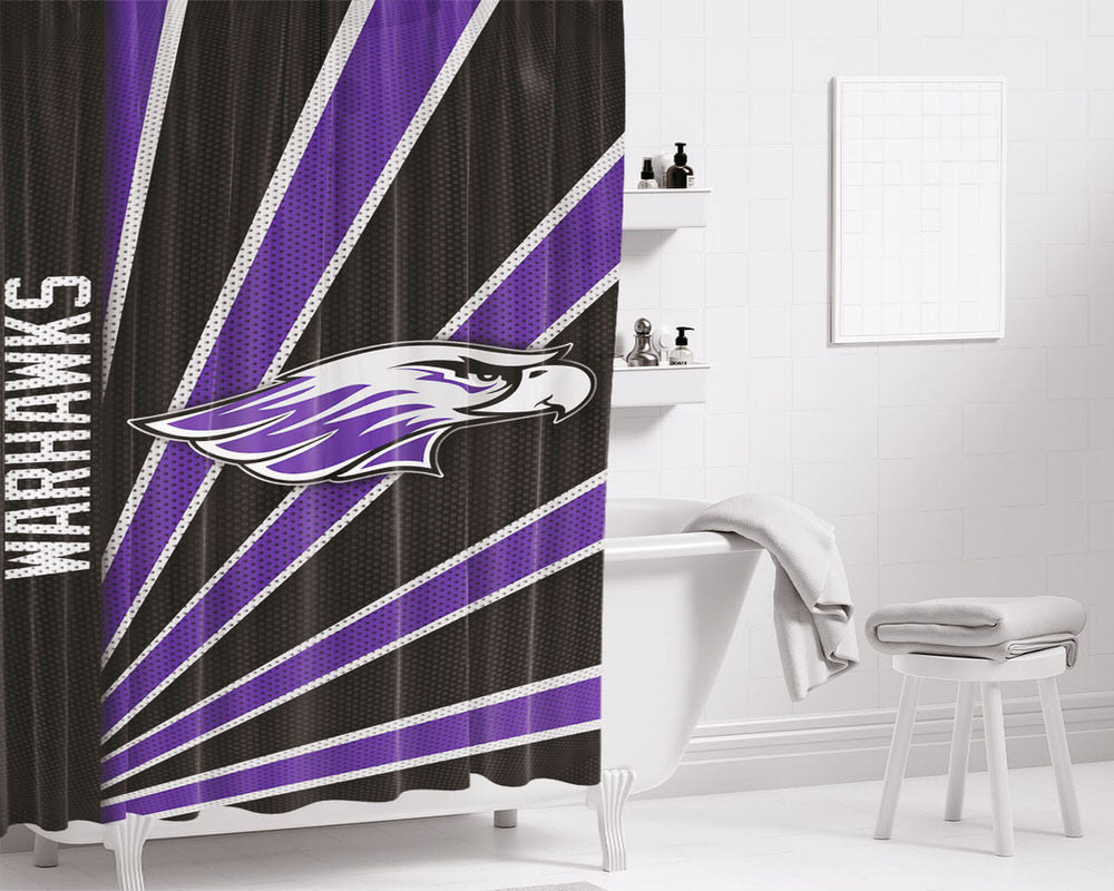 Wisonsin Whitewater Warhawks Stripe Bathroom Shower Curtain Fabric Waterproof | 66 X 72 Inch