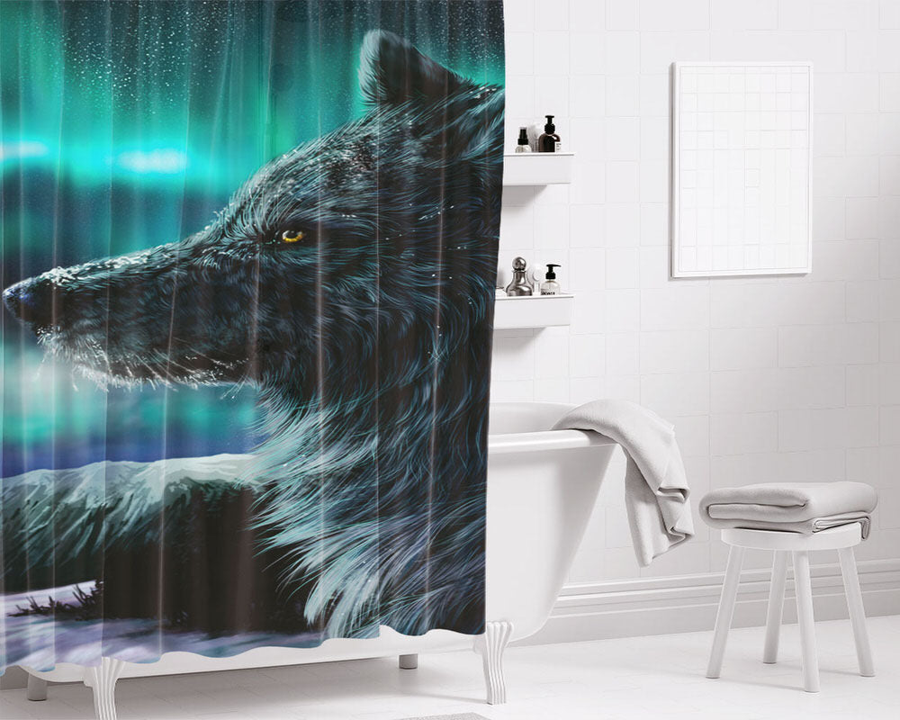Wolve Aurora Bathroom Shower Curtain Fabric Waterproof | 66 X 72 Inch