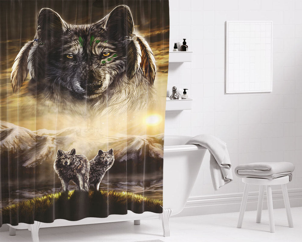 Wolves Wildlife Astec Bathroom Shower Curtain Fabric Waterproof | 66 X 72 Inch