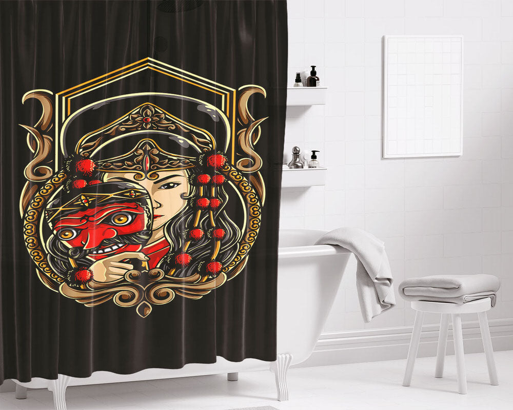 Women Mask Bathroom Shower Curtain Fabric Waterproof | 66 X 72 Inch
