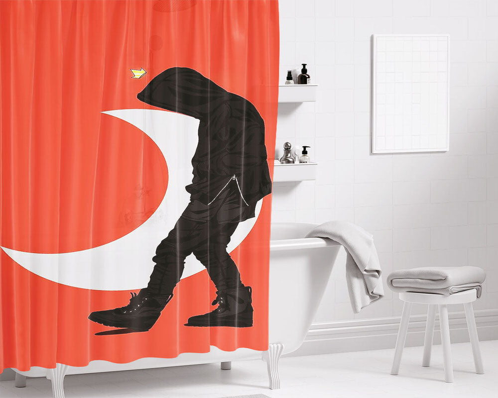 Yezzy Moon Bathroom Shower Curtain Fabric Waterproof | 66 X 72 Inch