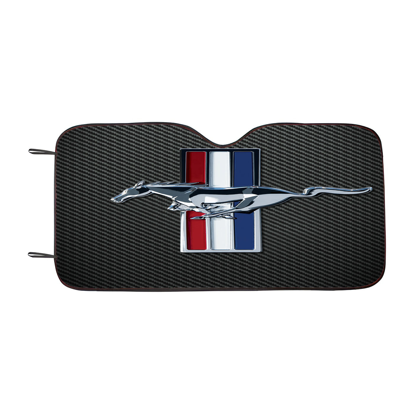 Ford Mustang Carbon Fiber Logo Car Auto Sun Shade Windshield Cover