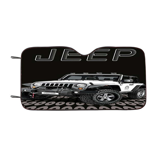 Jeep White Car Car Auto Sun Shade Windshield Cover