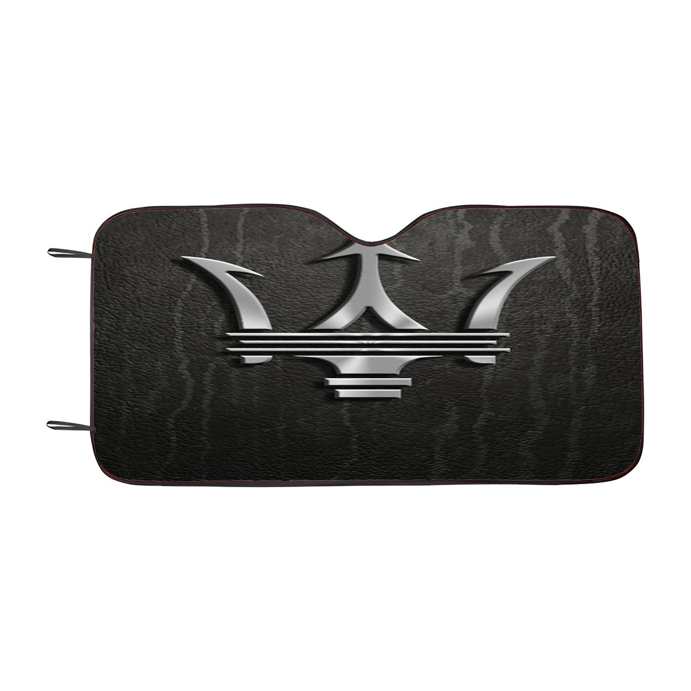 Maserati Metal Logo Emblem Leather Texture Car Auto Sun Shade Windshield Cover