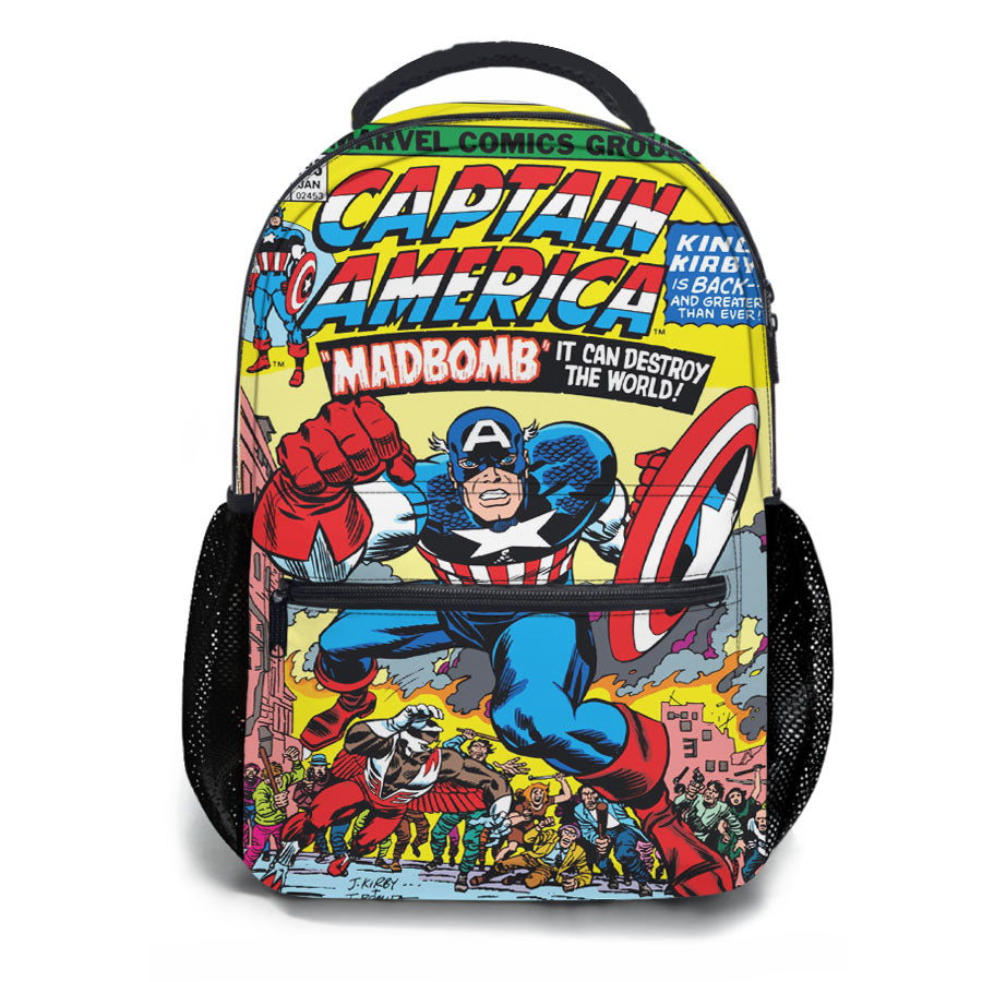 Captain America Madbomb Book Cover School Backpacks