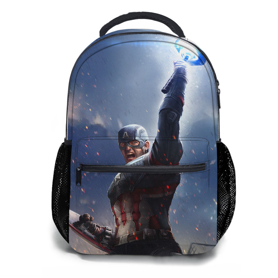 Captain America Mjolnir Hammer Lightning Avengers Endgame School Backpacks
