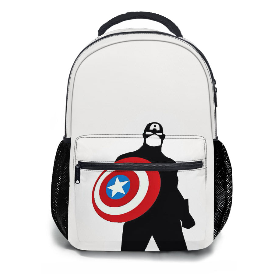 Captain America White Background School Backpacks