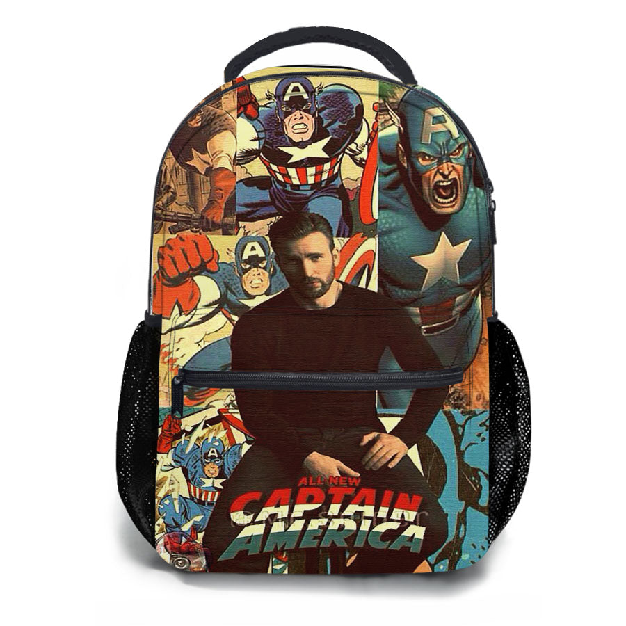 Chris Evans X Captain America Comics School Backpacks