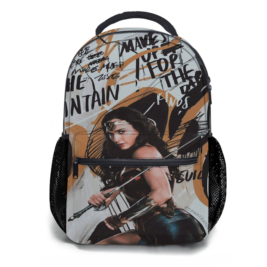 Galgadot Wonder Woman Hero Graffiti School Backpacks