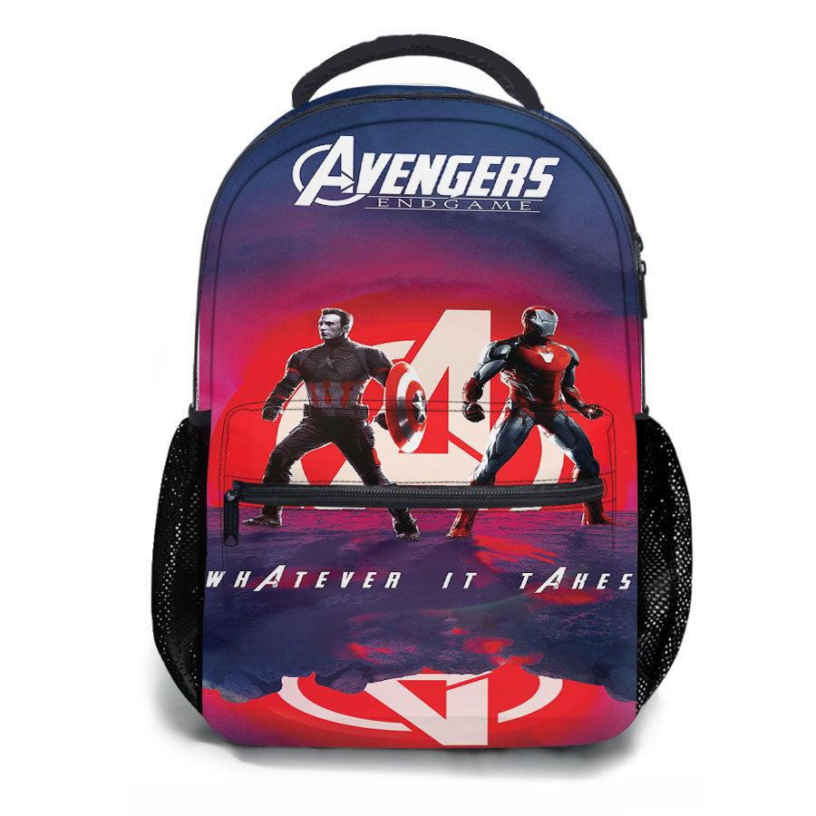 Iron Man X Captain America Avengers Endgame Poster School Backpacks