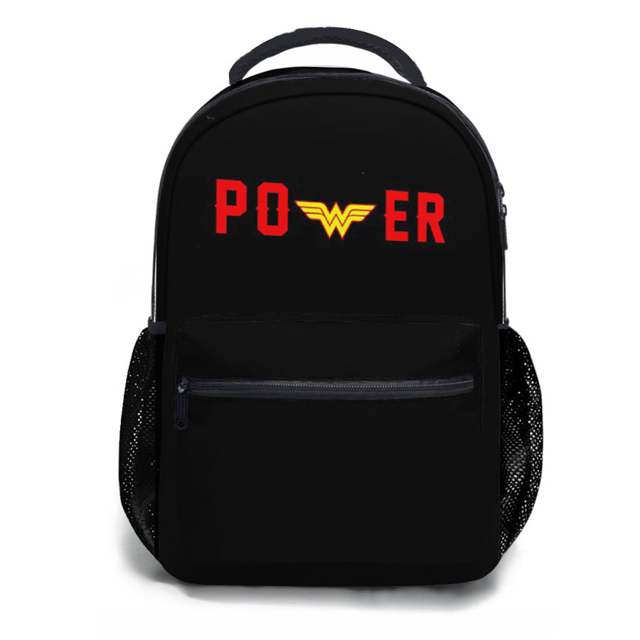 Power Wonder Woman Logo School Backpacks
