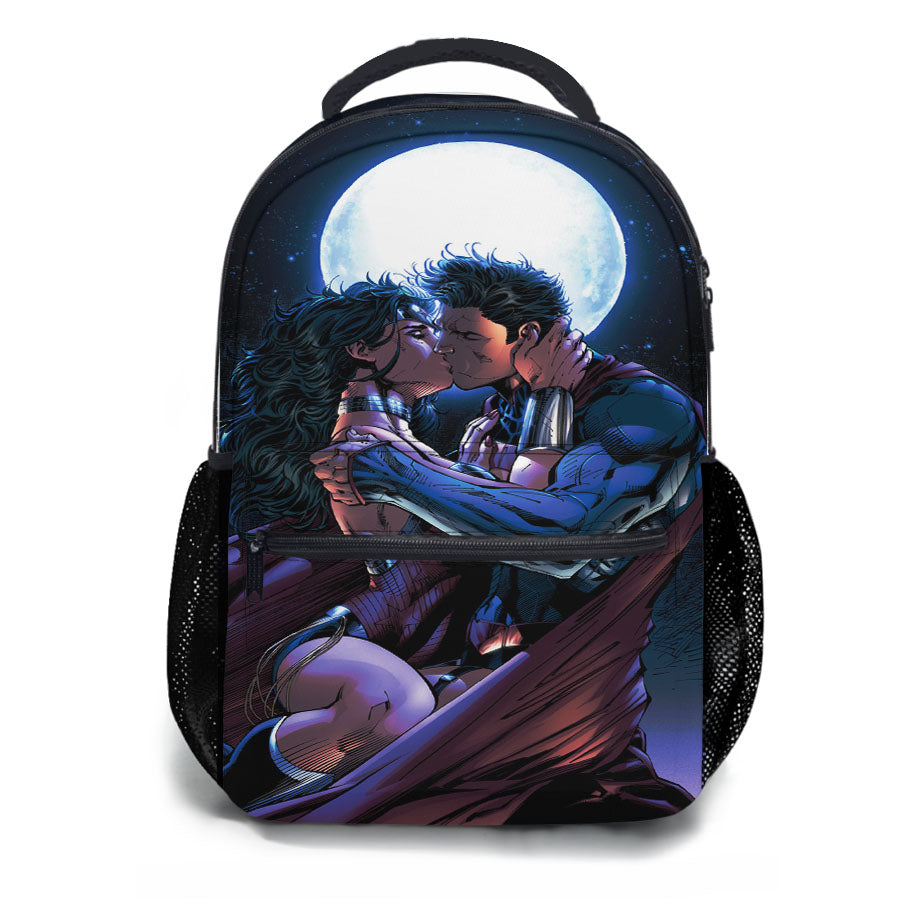 Superman Kiss Wonder Woman School Backpacks