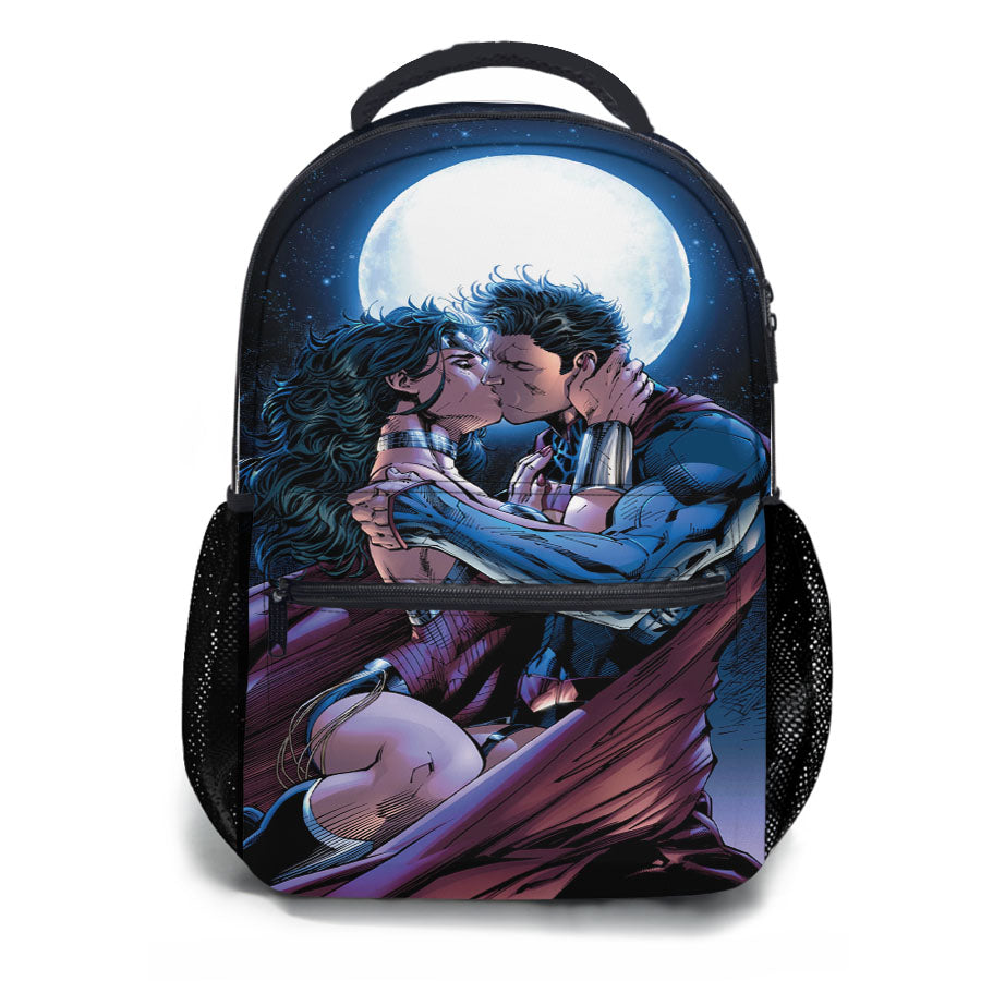 Superman Wonder Woman Kiss School Backpacks