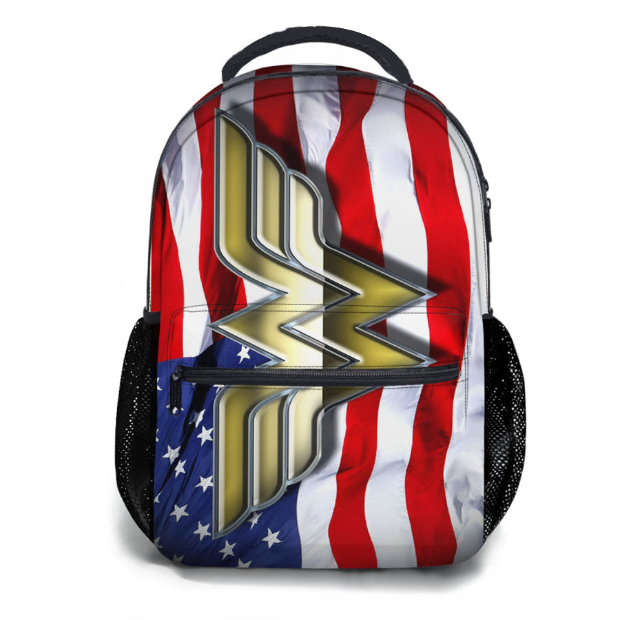 Wonder Woman American Flag School Backpacks