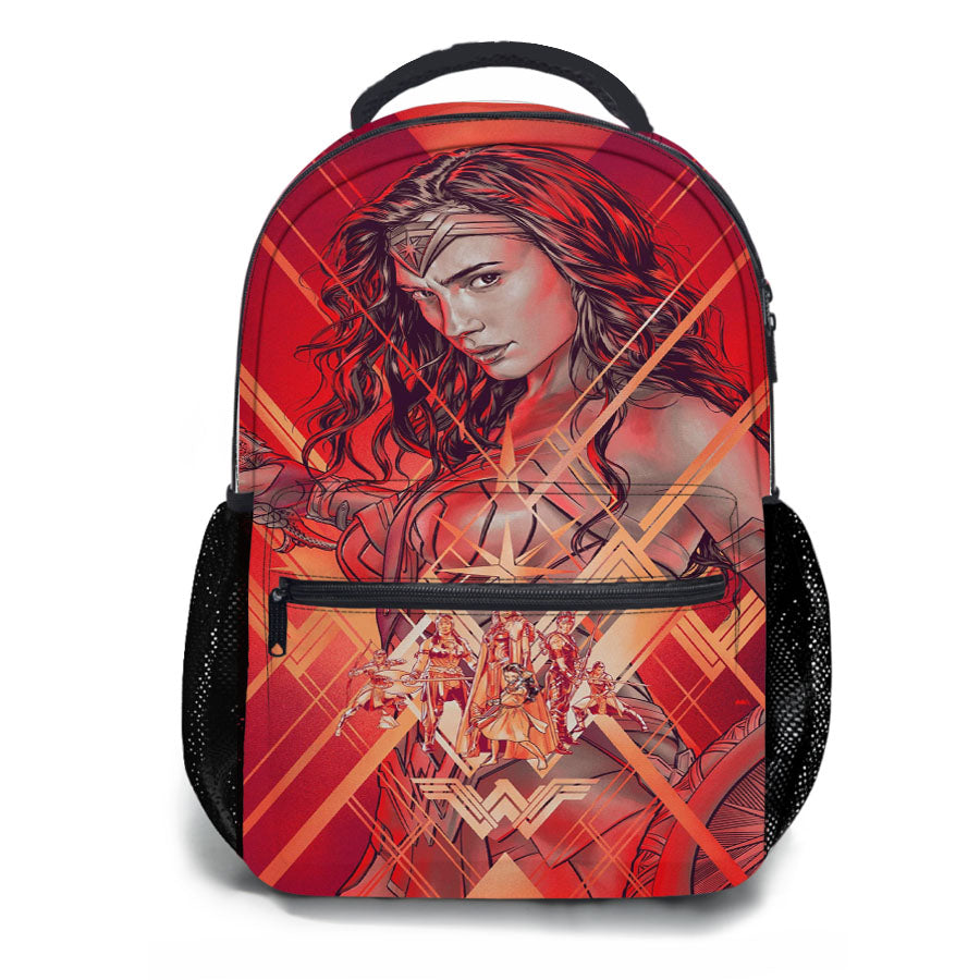 Wonder Woman Fan Art Red Wallpaper School Backpacks