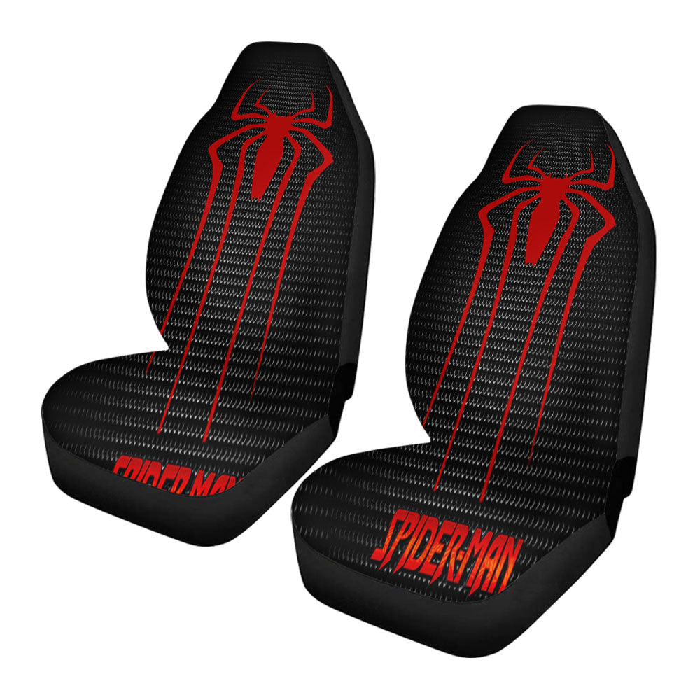 Spider Man Black Carbon Logo Car Seat Covers