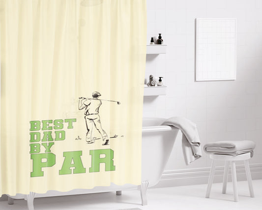 Best Dad By Par - Fathers Day Bathroom Shower Curtain Fabric Waterproof | 66 X 72 Inch