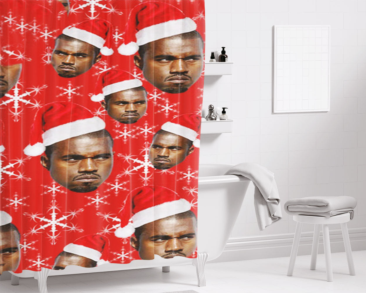 Christmas Kanye Bathroom Shower Curtain Fabric Waterproof | 66 X 72 Inch