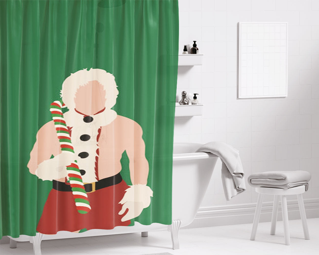 Christmas Schmidt Bathroom Shower Curtain Fabric Waterproof | 66 X 72 Inch