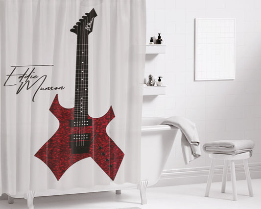 Eddie Munson Guitar Bathroom Shower Curtain Fabric Waterproof