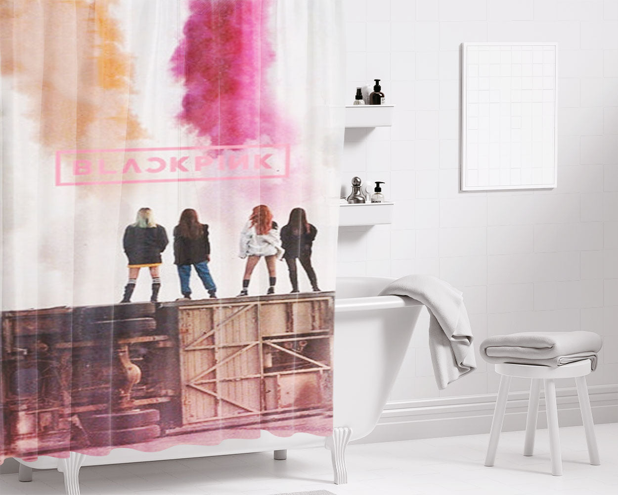 Girl K-Pop Band Girls Bathroom Shower Curtain Fabric Waterproof | 66 X 72 Inch