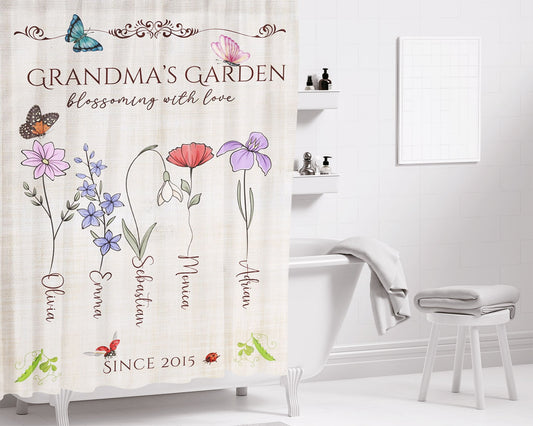 Grandma Garden Bathroom Shower Curtain Fabric Waterproof