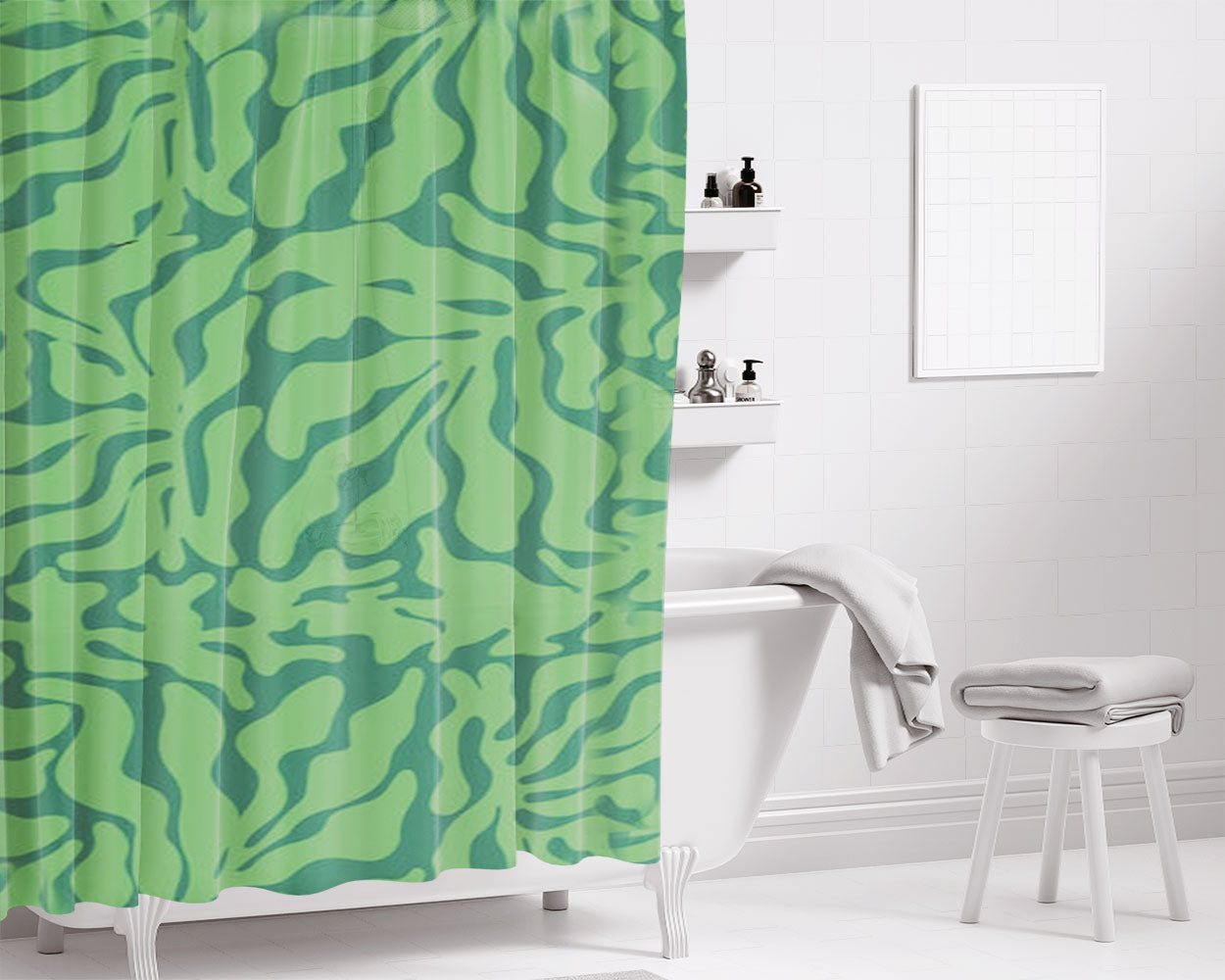 Green Leaves - Foliage Bathroom Shower Curtain Fabric Waterproof | 66 X 72 Inch