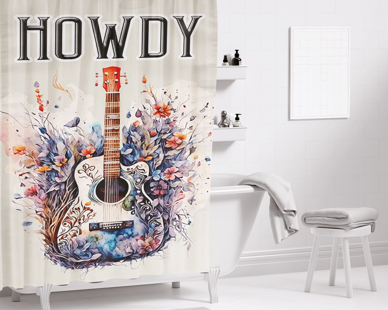 Guitar Bathroom Shower Curtain Fabric Waterproof | 66 X 72 Inch