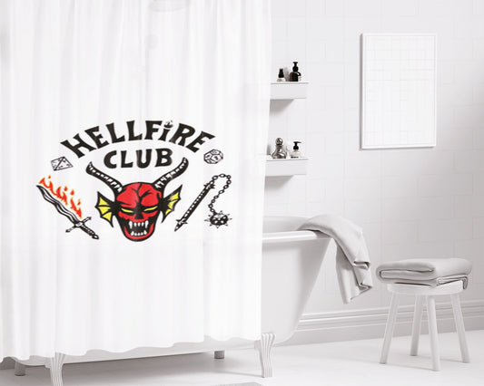 Hellfire Logo - White Bathroom Shower Curtain Fabric Waterproof | 66 X 72 Inch