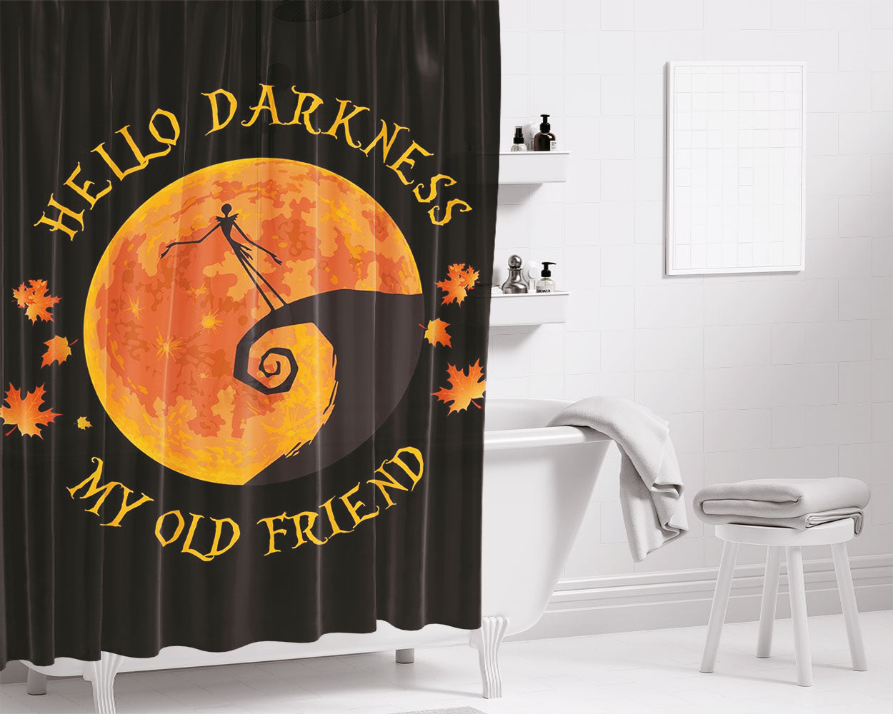 Hello Darkness My Old Friend Bathroom Shower Curtain Fabric Waterproof | 66 X 72 Inch