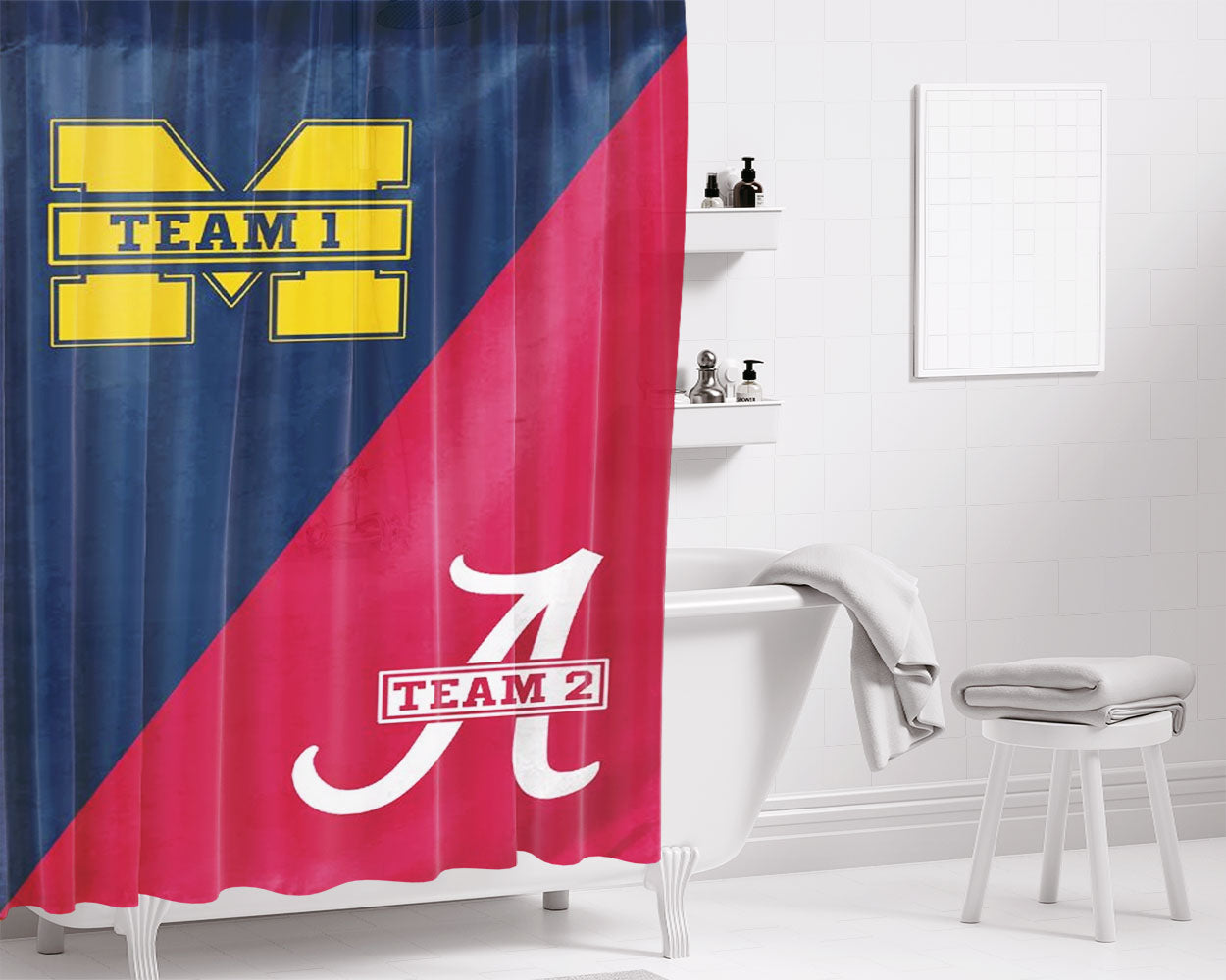 House Divided Bathroom Shower Curtain Fabric Waterproof | 66 X 72 Inch