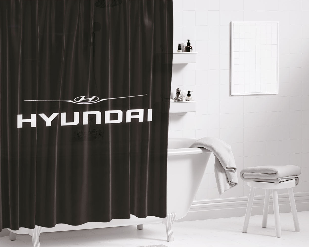 Hyundai Logo Bathroom Shower Curtain Fabric Waterproof | 66 X 72 Inch