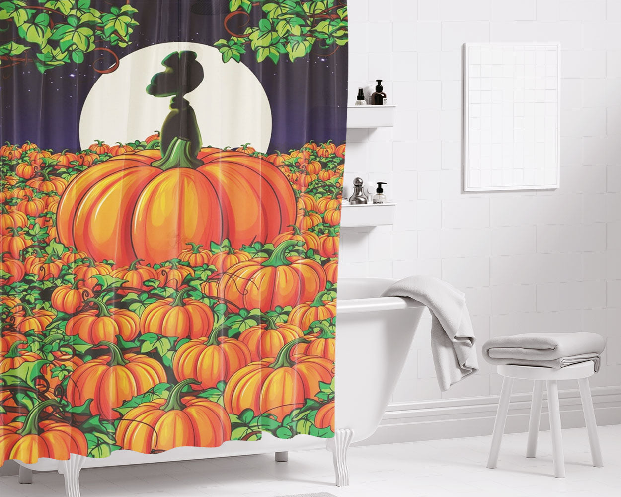 It'S The Great Pumpkin Snoopy Bathroom Shower Curtain Fabric Waterproof | 66 X 72 Inch